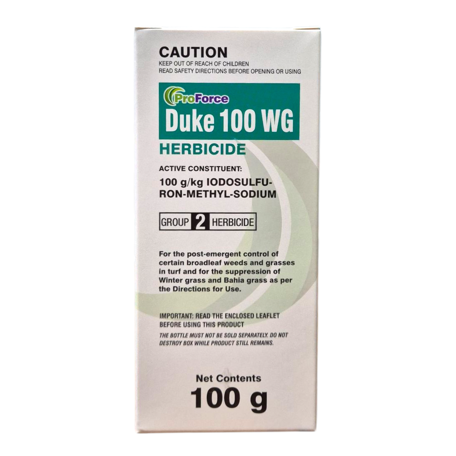 ProForce Duke herbicide label showing registered weed targets including onion weed and broadleaf weeds