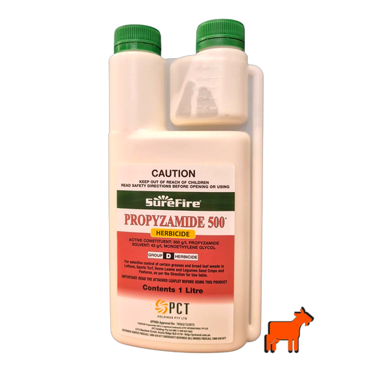 Surefire Propyzamide 500 SC 1L wintergrass and ryegrass killer for Couch and Buffalo lawns