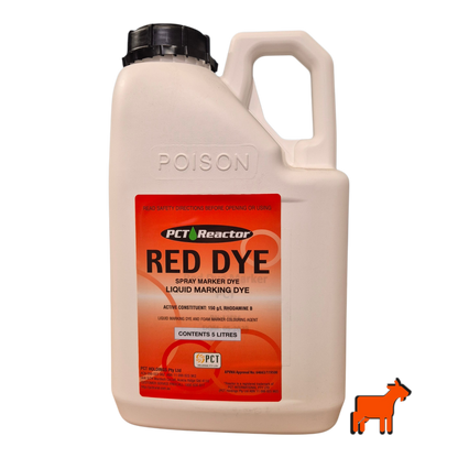 Front view of Reactor Red Dye Spray Indicator bottle for lawn and agricultural spray marking