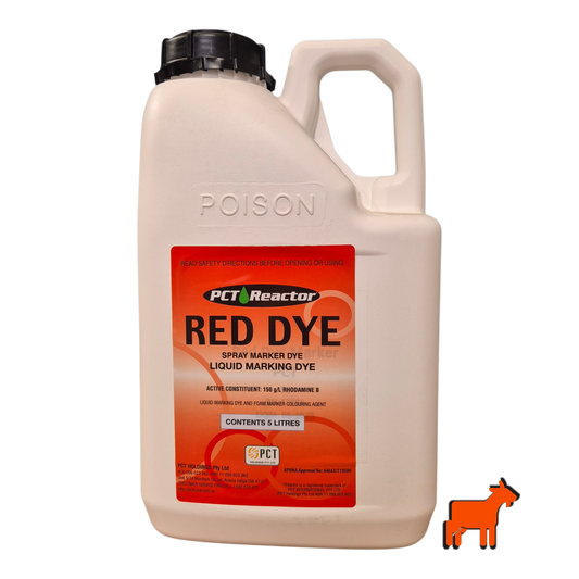 Front view of Reactor Red Dye Spray Indicator bottle for lawn and agricultural spray marking
