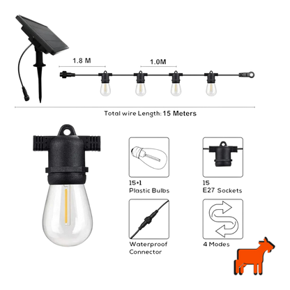 Solar Garden Festoon Lights | Waterproof Outdoor String Lights