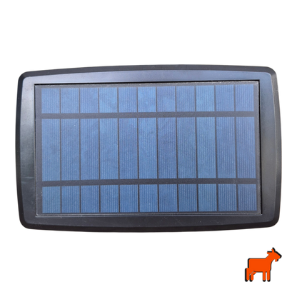 Close up of solar panel powering outdoor festoon string lights for garden use