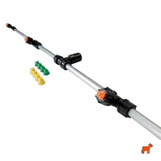 Solo 120cm 4-nozzle spray boom attachment with 80 degree ISO flat fan nozzles and ball valve filters for backpack sprayers