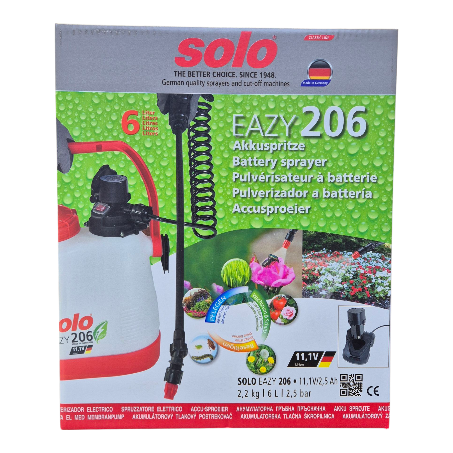 Solo 206 spiral hose and adjustable universal hollow cone nozzle close-up