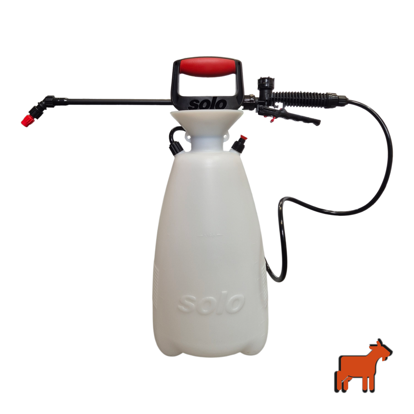 Solo 409 sprayer standing upright on three-leg stable base