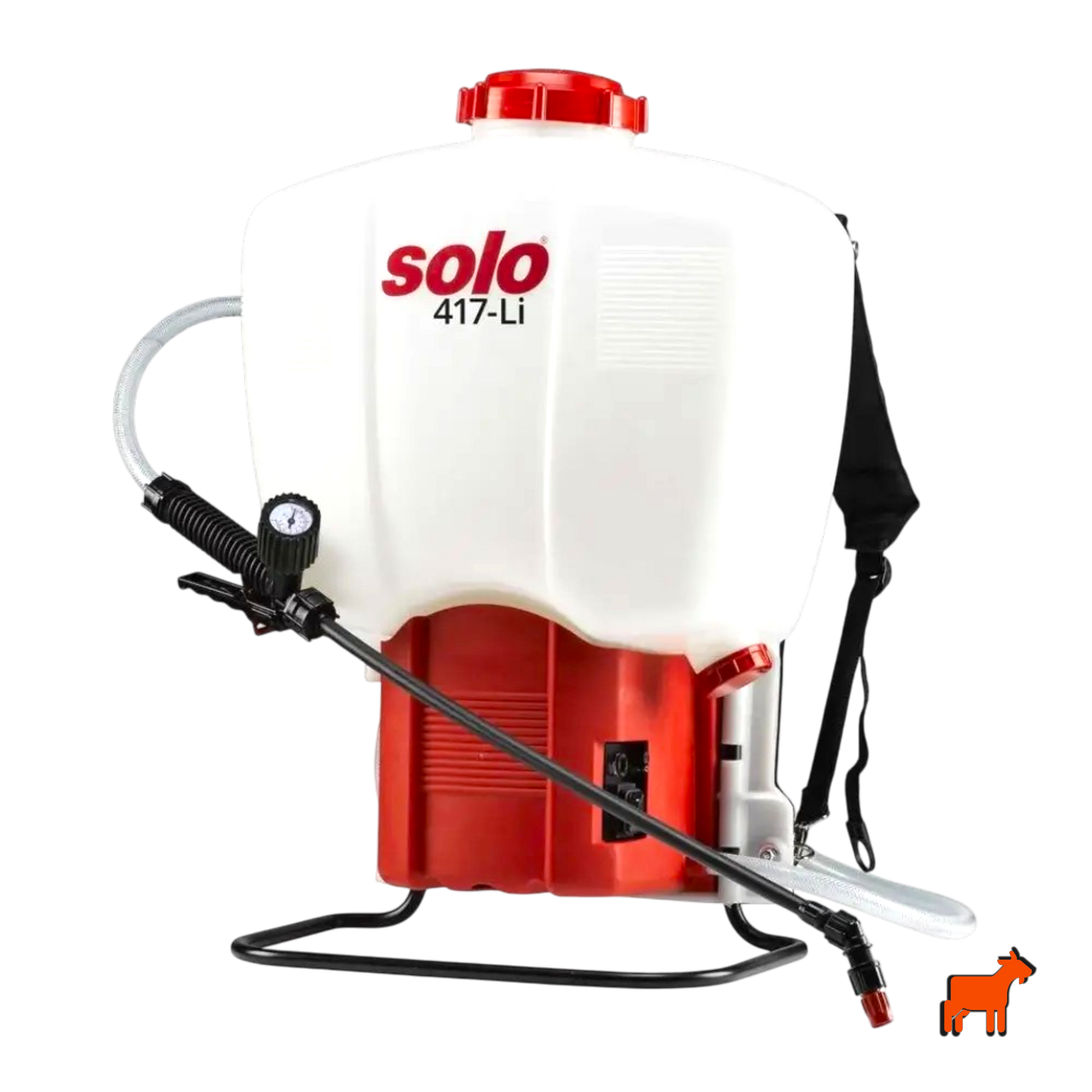 Solo 417Li 18L professional battery backpack sprayer with two-speed 12V pump and pressure gauge – front product shot