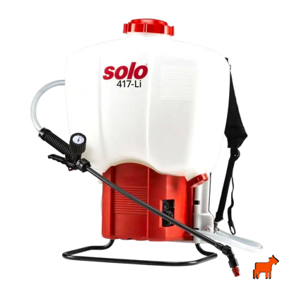 Solo 417Li 18L professional battery backpack sprayer with two-speed 12V pump and pressure gauge – front product shot