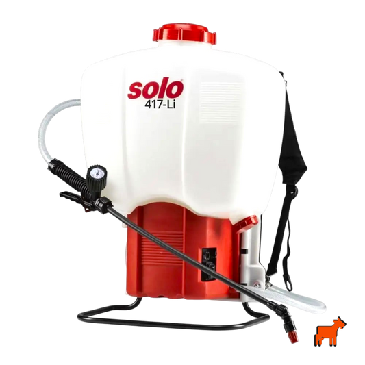 Solo 417Li 18L professional battery backpack sprayer with two-speed 12V pump and pressure gauge – front product shot
