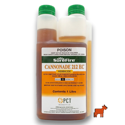Surefire Cannonade 212 1L Fluazifop-P selective grass herbicide for killing couch and kikuyu in garden beds without harming ornamentals