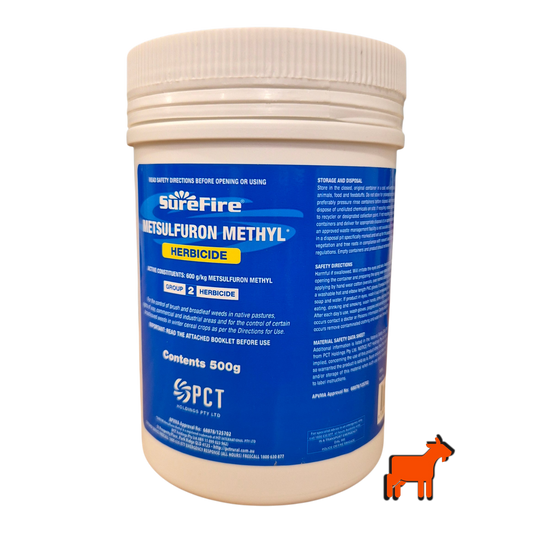 Surefire Metsulfuron Methyl Herbicide 500g for onion weed, Guildford grass, oxalis and broadleaf weed control