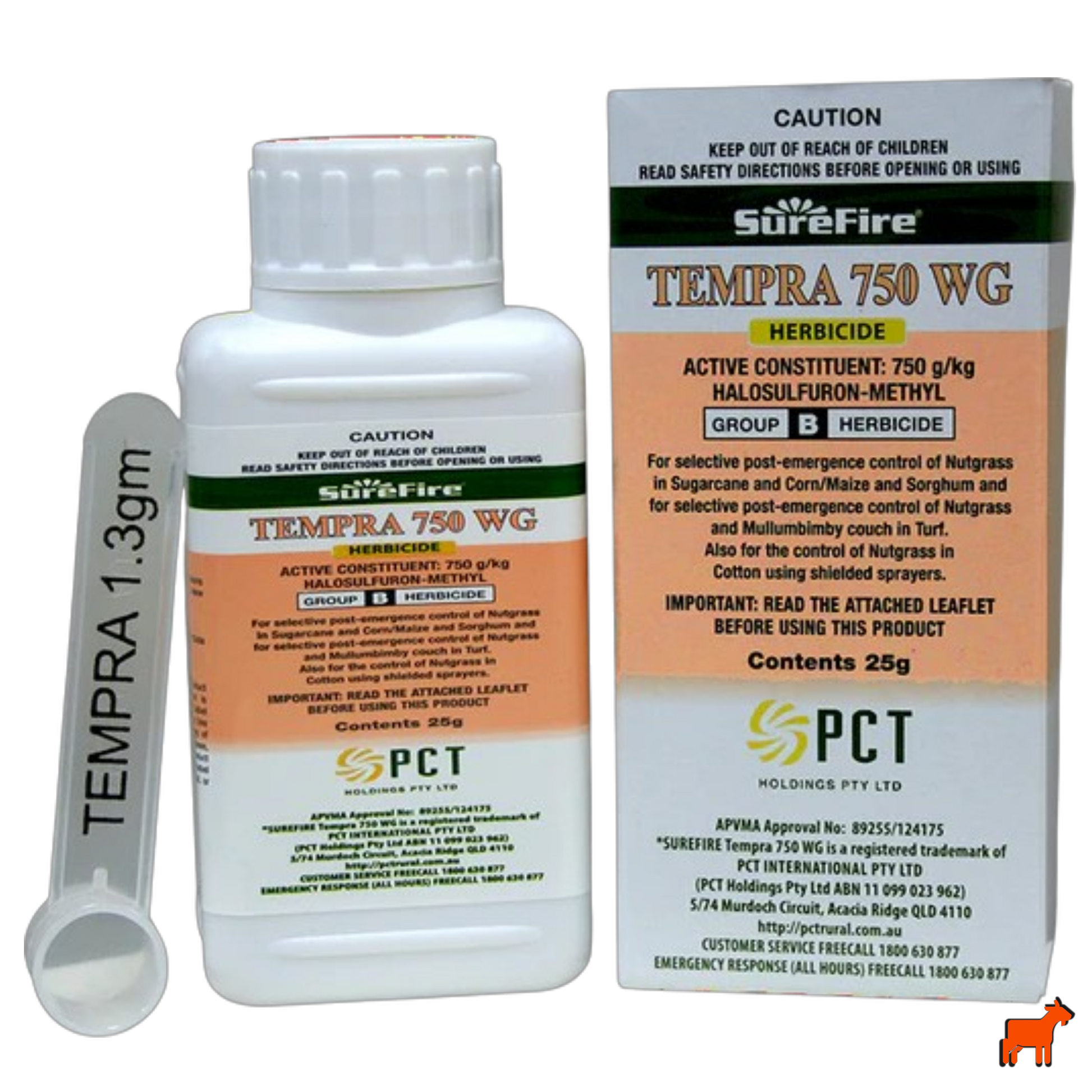 Surefire Tempra 750 WG 25g granular herbicide sachet for selective nutgrass and Mullumbimby couch control in Australian lawns