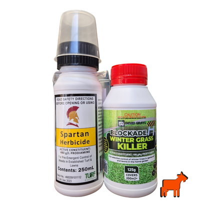 Wintergrass Killer and Spartan pre-emergent herbicide bundle pack for Australian lawns