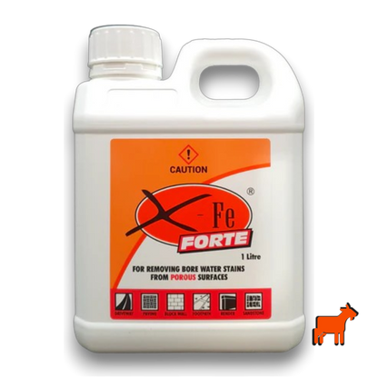 X-Fe Forte 1L bore water and rust stain remover for concrete, bricks and paving – Australian-made