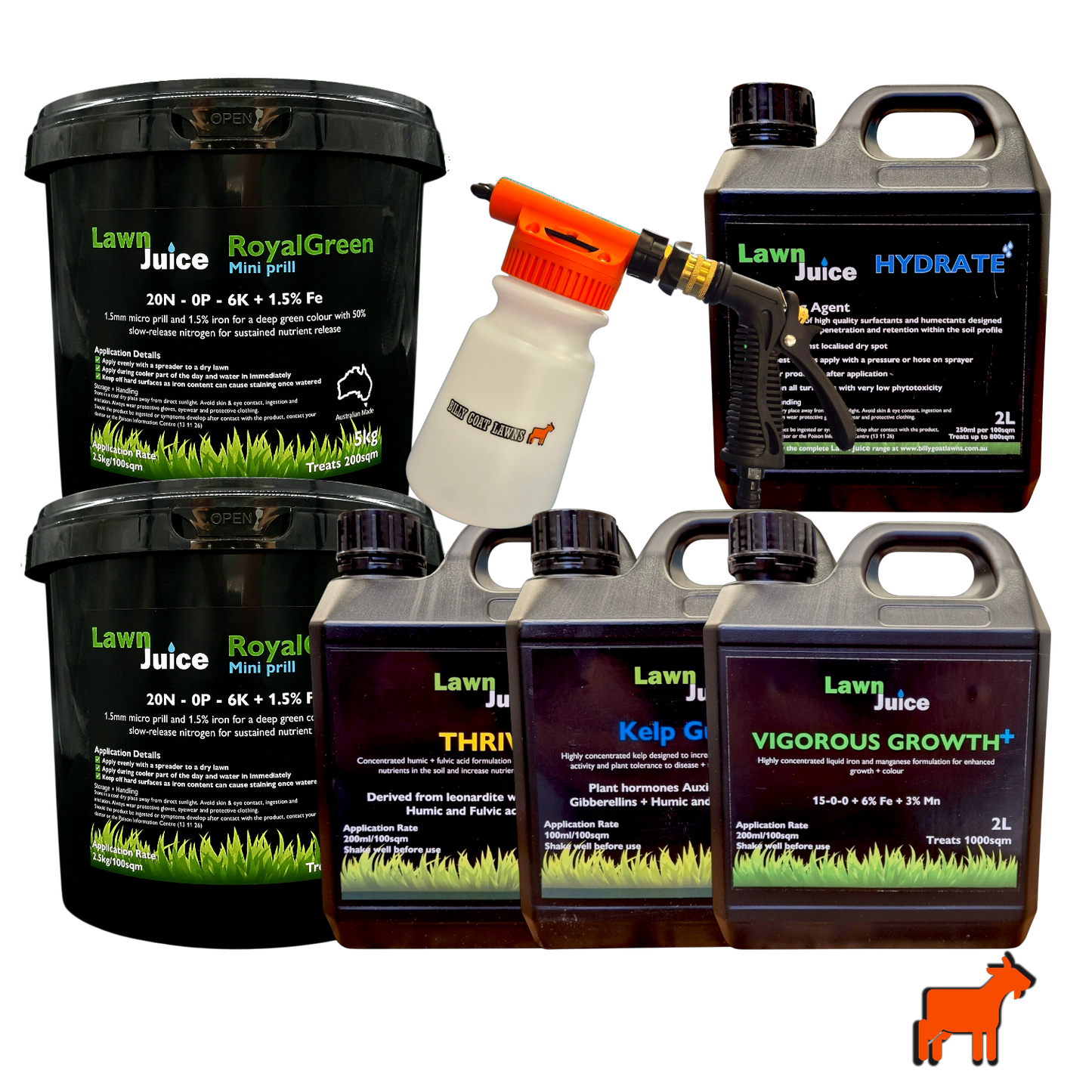 Large year-round lawn fertiliser bundle with Solo pressure sprayer included