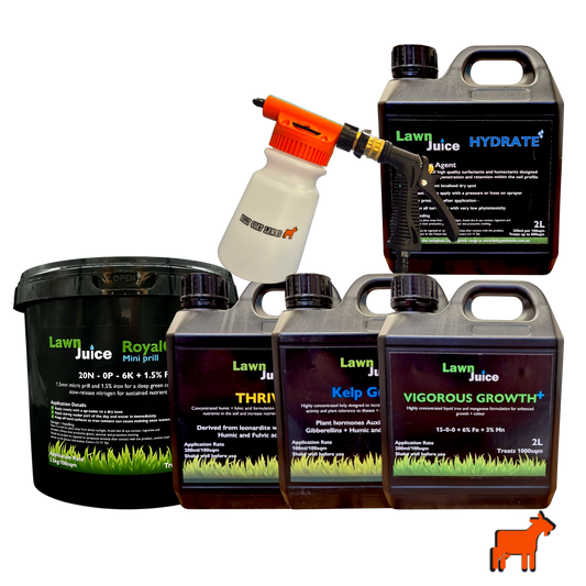 Year-round lawn care bundle medium size including Solo sprayer